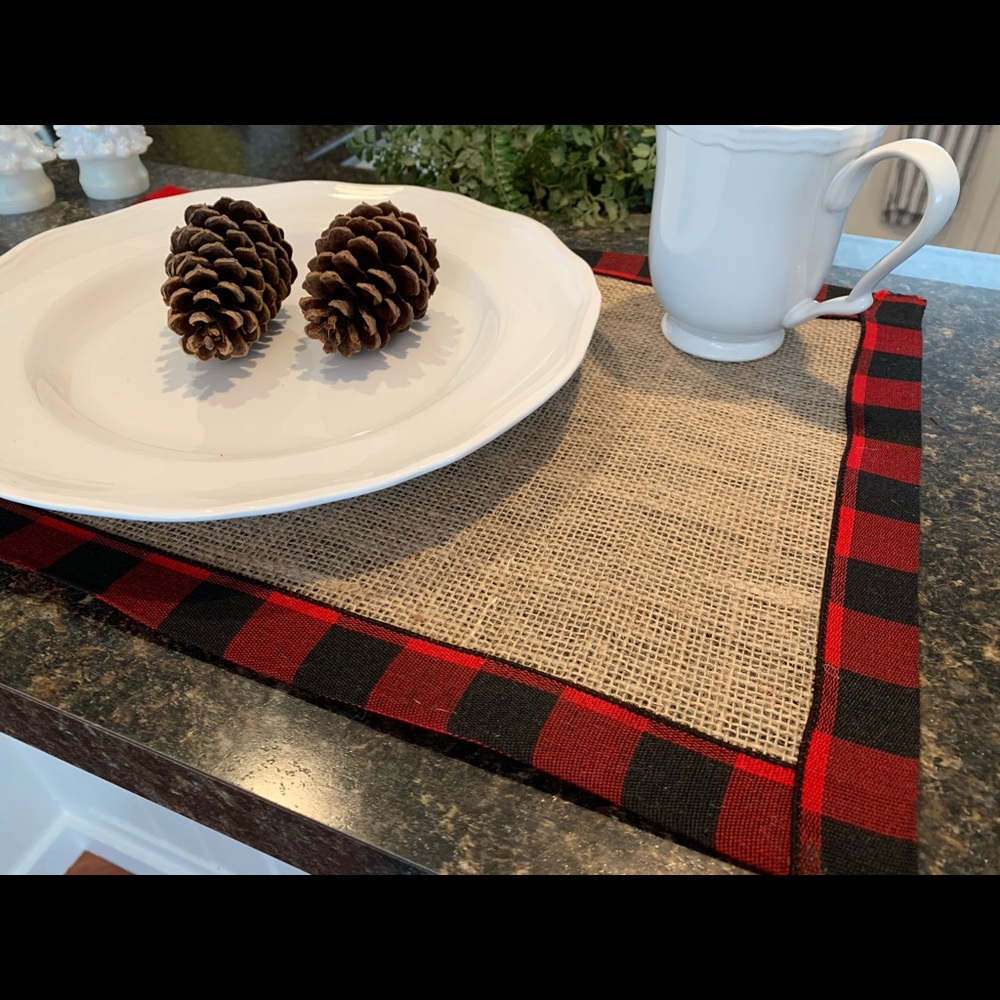 Buffalo Plaid Burlap Placemats Set OF 4